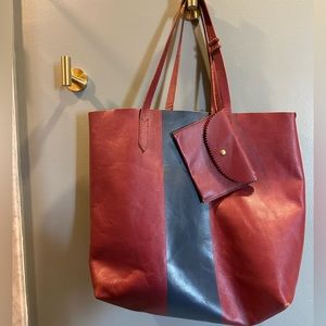Jcrew navy and red tote